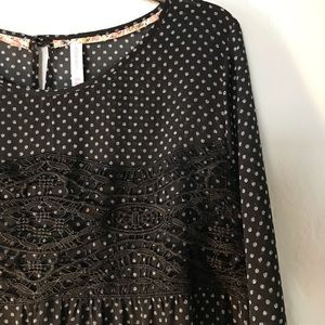 Black & White Polka Dot Dress with Lace Detail